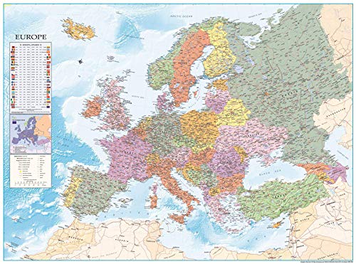 Close Up Póster XXL Mapa de Europa con Banderas y Leyenda (135cm x 100cm)