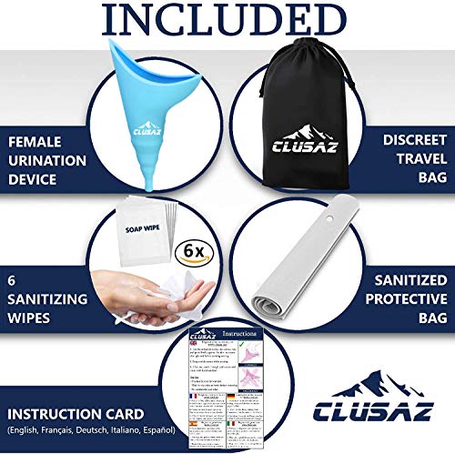CLUSAZ Dispositivo Urinario Portátil Feminino (Azul) - para Orinar de Pie