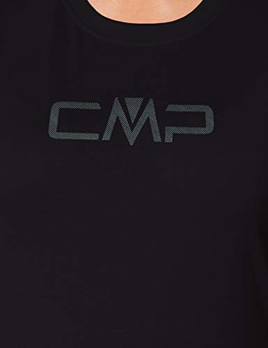 CMP Camiseta de Mujer Monocolor 100% algodón con Logotipo 30d6406p, Mujer, Camiseta, 30D6406P, Negro, D34