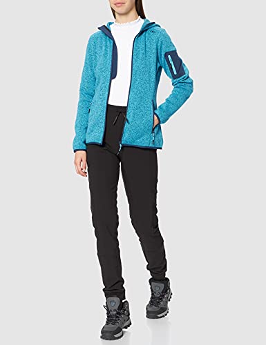 CMP Knit Tech mélange Fleece Jacket with Hood Chaqueta de Forro Polar, Azul-Lake, 48 para Mujer
