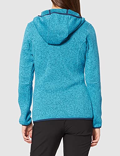 CMP Knit Tech mélange Fleece Jacket with Hood Chaqueta de Forro Polar, Azul-Lake, 48 para Mujer