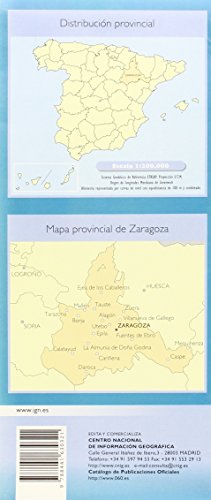 CNIG - Mapa provincial de Zaragoza, escala 1:200.000, dimensiones 140 x 105 cm