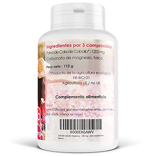 Cola de Caballo Orgánica - 400 mg - 200 comprimidos