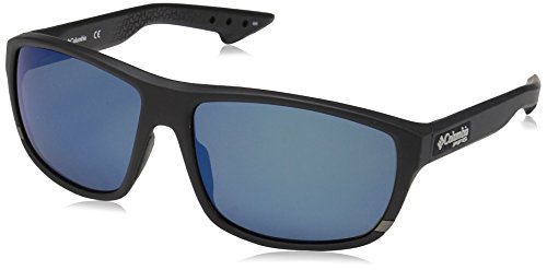 Columbia Gafas de sol ovales polarizadas Airgill Lite para hombre, negro mate / azul, 60 mm