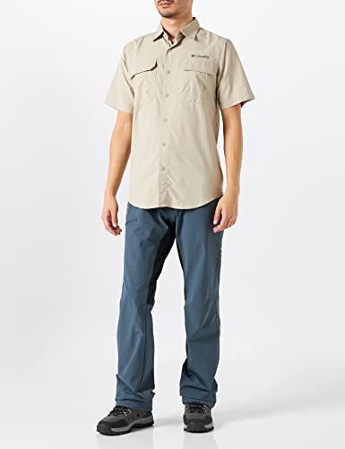 Columbia Silver Ridge II Short Sleeve Shirt XO0666 Camisa de Senderismo Manga Corta, Hombre, Beige (Fossil), XS