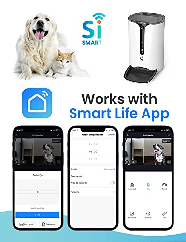 Comedero Gato y Perro automatico WiFi Camara, 6 litros, Audio bidireccional, Visión Nocturna, Funciona con Alexa, Google Home y App Smart Life