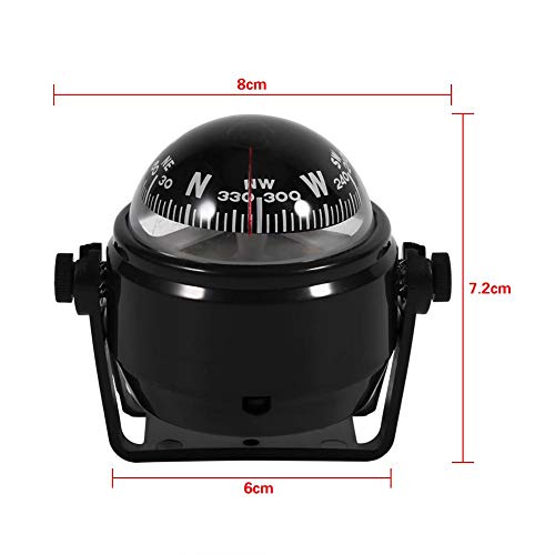 compas barco + Akozon Compases de Navegación Declinación Magnética Ajustable Impermeable Multifuncional para Coche Barco(negro)