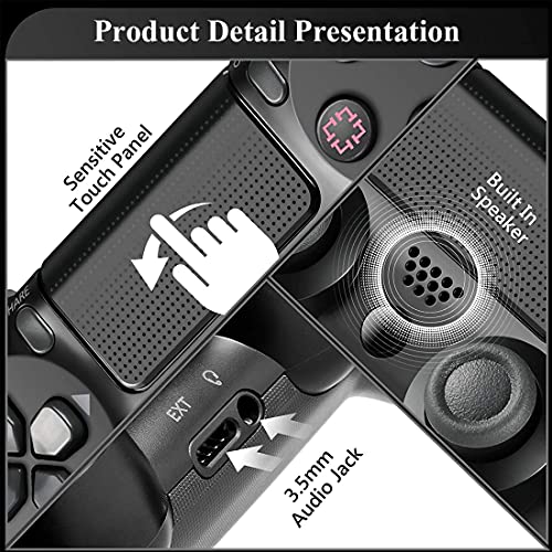 Controller PS -4,Wireless Controller para PS -4,con Joystick /Vibración Dual /Panel Táctil,Altavoz Incorporado y Conector para Auriculares de 3,5 mm,Diseño Ergonómico,Compatible con PS -4/Pro/Slim/PC
