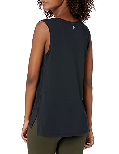Core 10 Soft Cotton Blend Full Coverage Yoga Sleeveless Tank Top-and-Cami-Shirts, Negro, XL (16)
