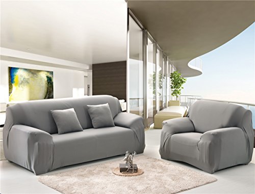 Cornasee Funda de sofá Elastica 3 plazas,Cubierta para sofá con Cuerda de fijación (Gris,3 Plazas)