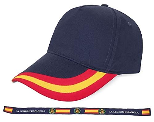 crisandecor Gorra Azul Bandera de España con Pulsera de Tela Legión Española