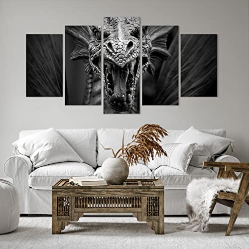 Cuadro sobre lienzo - Impresión de Imagen - Dragón criatura escalas - 160x85cm - Imagen Impresión - Cuadros Decoracion - Impresión en lienzo - Cuadros Modernos - Lienzo Decorativo - EA160x85-0245