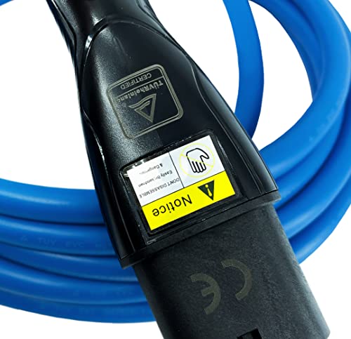 DA Hi Cable de carga tipo 2 EV para coche eléctrico y PHEV, 7,4 kW, 32 A, 1 fase, 5 m, certificado TÜV, color negro y azul