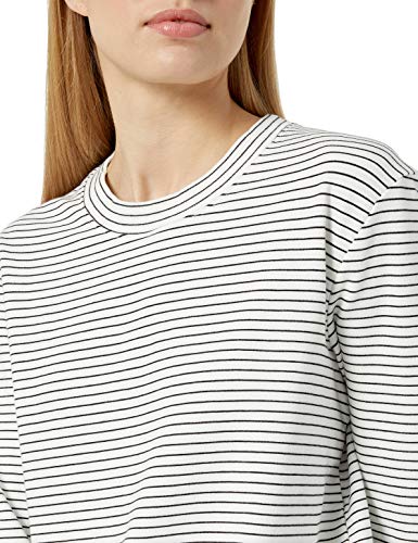 Daily Ritual Fashion-Sweatshirts, White-Black Skinny Stripe, US M (EU M - L)