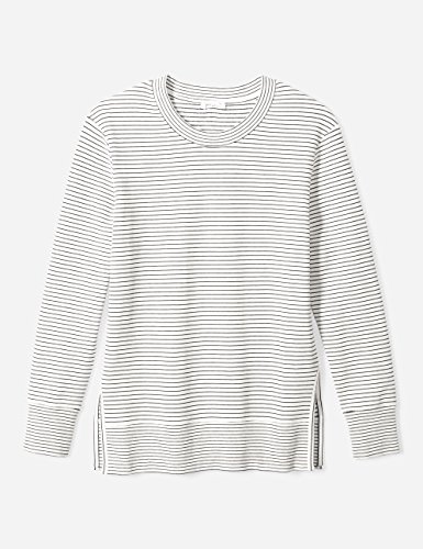 Daily Ritual Fashion-Sweatshirts, White-Black Skinny Stripe, US M (EU M - L)