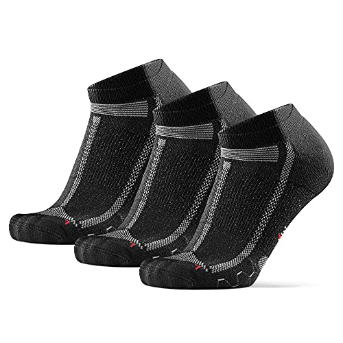 DANISH ENDURANCE Long Distance Low-Cut Running Socks for Men & Women (Nero/Gris, 35-38)
