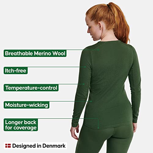DANISH ENDURANCE Women's Merino Long Sleeved Shirt S Green 1-Pack