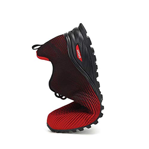 Dannto Zapatillas de Deporte Hombre Zapatos para Correr Aire Libre y Deporte Athletic Cordones Zapatillas De Running Trail Tenis Basket Respirable Gimnasio Sneakers （Rojo,42
