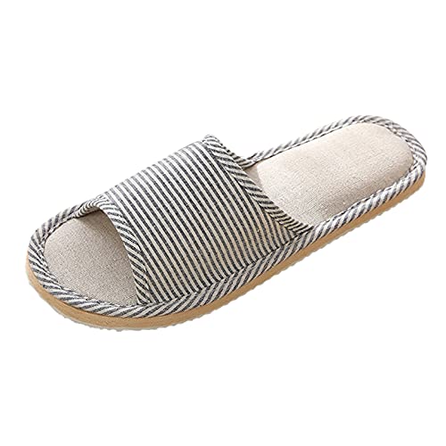 Dasongff - Zapatillas de estar por casa para mujer, de algodón, con dedos abiertos, para interiores, antideslizantes, de lino, para casa, para casa, para interior y exterior