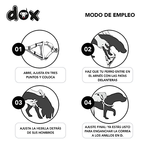 DDOXX Arnés Perro Step-In Nylon, Ajustable | Muchos Colores & Tamaños | para Perros Pequeño, Mediano y Grande | Accesorios Gato Cachorro | Negro, S