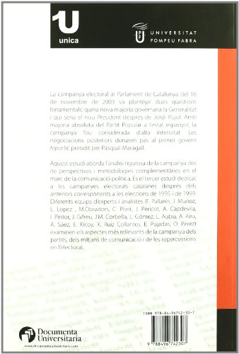 De Pujol a Maragall: Comunicació política i comportament electoral a les eleccions catalanes de 2003: 1 (UNICA-Estudis)
