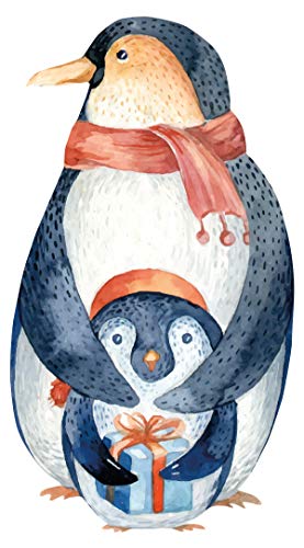 dekodino® Pegatina de pared acuarela pingüino mamá con niño deco
