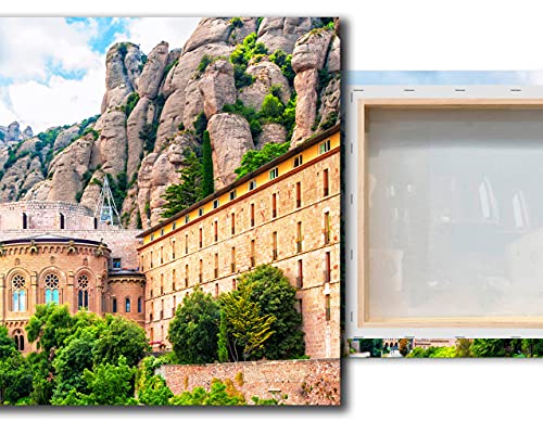 Desconocido Cuadro Lienzo Canvas Montasterio Santa Maria de Montserrat Barcelona España – Varias Medidas - Lienzo de Tela Bastidor Madera de 3 cm - Impresion Alta resolucion (50, 32)