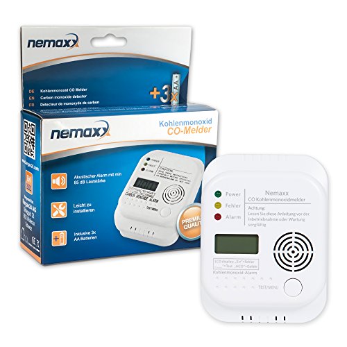 Detector inalámbrico de monóxido de Carbono Nemaxx a Pilas de Acuerdo con la Norma EN50291