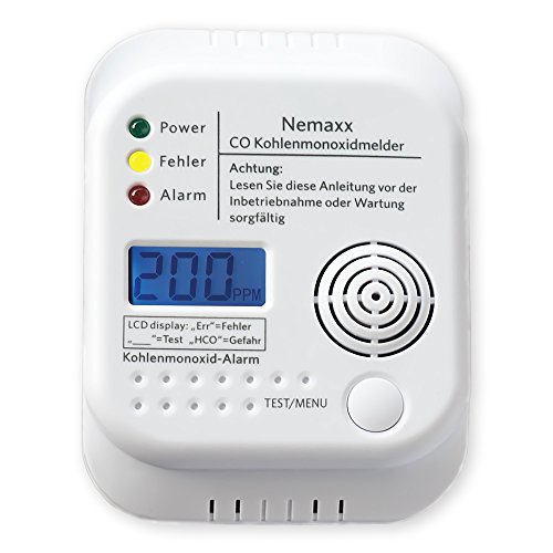 Detector inalámbrico de monóxido de Carbono Nemaxx a Pilas de Acuerdo con la Norma EN50291
