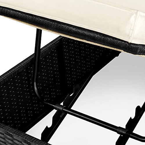 Deuba Tumbona Doble de poliratán Negro con Cojines y Dos mesas Plegables Respaldo reclinable 5 Posiciones 1,60m Ancho