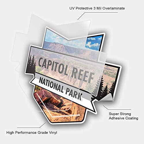DHDM Paquete de 2 calcomanías de Capitol Reef National Park | 4,7 Pulgadas por 4,4 Pulgadas | calcomanía de Vinilo Laminado Protector UV | PD920