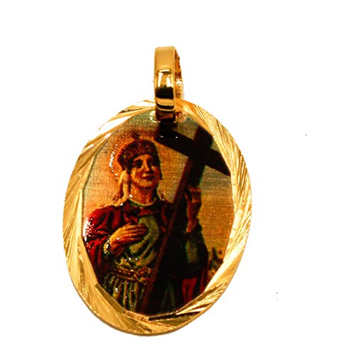 Diamantados of Florida Medalla Santa Elena – Medalla Santa Elena chapado en oro de 14 quilates con cadena de 45,7 cm