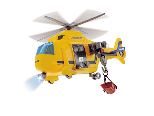 Dickie-Helicóptero Action Series 18cm 3302003 Vehículo de Juguete con función, Color Amarillo