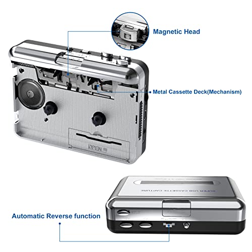 DIGITNOW! USB Convertidor y Reproductor de Cinta casetes,Walkman Reproductor & Convertir Audio Cassette a MP3 Digital,para Grabar Cassette a mp3 en Windows o Mac
