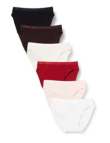 Dim Slip Les Pockets Coton Ecodim X6 Lencería, Lote De Moda Rojo, 44/46 (Pack de 6) para Mujer