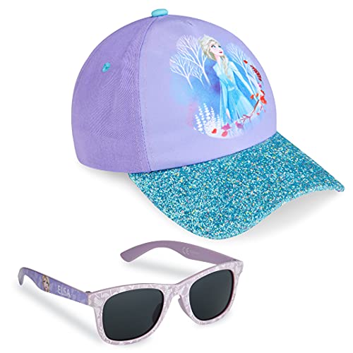 Disney Pack de Gorra Niña y Gafas de Sol Infantiles de Frozen, Gorra Infantil, Gafas de Sol Niña, Regalos para Niñas (Morado)
