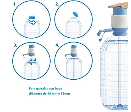 Dispensador de agua Universal Manual para Garrafas/Botellones/Barriles Compatible con Garrafas de 2L/5L/6L/8L/10L/12L, dispensador de agua embotellada, Bomba portátil de presión de la mano,