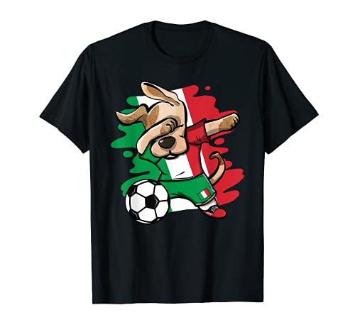 Divertido Dabbing Perro Fútbol de Italia - Bandera Italiana Camiseta