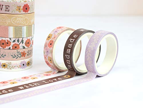 Dovecraft Washi - Caja de cinta adhesiva (20 diseños, 10 mm de ancho, 3 m, incluye caja de almacenamiento, para manualidades, papelería, diario, decoración del hogar, papel, multicolor, talla única
