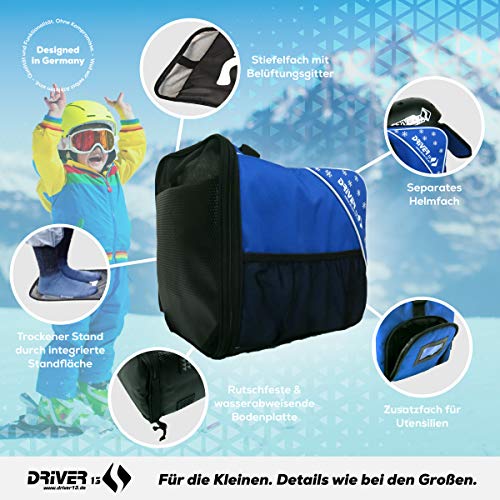 Driver13 ® Bolsa para Botas de esquí para niños Bolsa para Botas de esquí con Compartimento para Casco para Hart Softboots Inliner y Bolsa para Botas Azul