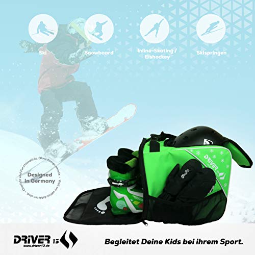 Driver13 ® Bolsa para Botas de esquí para niños Bolsa para Botas de esquí con Compartimento para el Casco para Botas duras y Blandas Patines en línea y Bolsa para Botas Negro