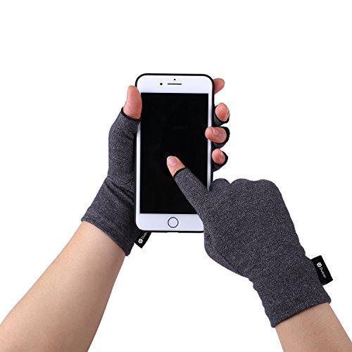 Duerer Arthritis Gloves, guantes de compresión mujeres y hombres alivian el dolor de reumatoide, RSI, túnel carpiano, guantes de mano para el trabajo diario (Negro, S)