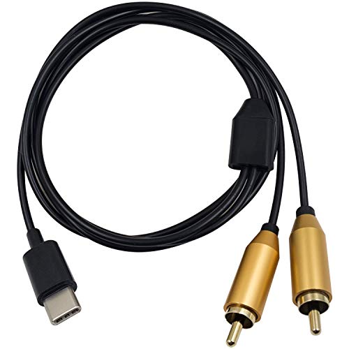 Duttek Cable de audio USB C a 2 RCA, USB tipo C macho a 2 RCA hembra, adaptador divisor en Y para dispositivos USB-C 80 cm/2.6 pies