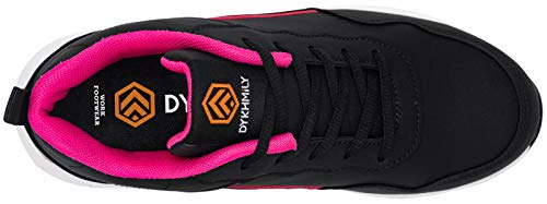 DYKHMILY Zapatillas de Seguridad Mujer Ligero Zapatos de Trabajo con Punta de Acero Comodo Respirable Reflectante Calzado de Seguridad(Negro Rosa,37EU