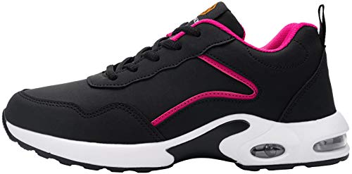 DYKHMILY Zapatillas de Seguridad Mujer Ligero Zapatos de Trabajo con Punta de Acero Comodo Respirable Reflectante Calzado de Seguridad(Negro Rosa,37EU