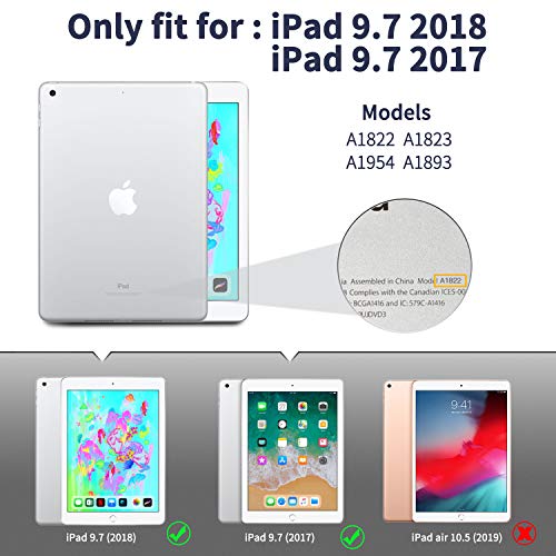 EasyAcc-Funda para iPad 9.7 2018 iPad 6/2017 iPad 5, Ultra Slim Premium PU Piel Smart Case con función de Apagado automático y función Atril para iPad de 9.7 Pulgadas A1822 A1823 A1954 A1893 [Negro]