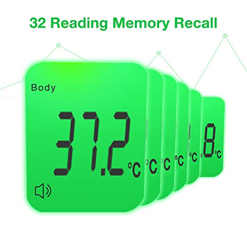 Easy@Home 3 en 1 termómetro de frente infrarrojo sin contacto, pantalla digital retroiluminada de tres colores Temperatura de lectura instantánea de bebés, marca compartida