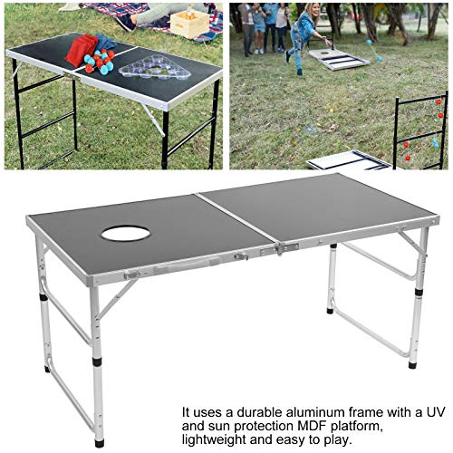 EBTOOLS Mesa plegable de camping, 4 en 1, juego de mesa plegable para exteriores, escritorio con diámetro de 6 pulgadas, orificio redondo, 120 x 80 x 84,5 cm