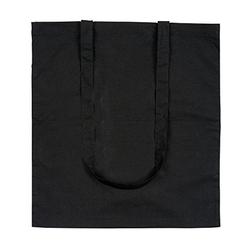 eBuyGB Lote de 10 bolsas de lona de algodón para la compra y playa de 42 cm, Black (Negro) - 1206003-10a