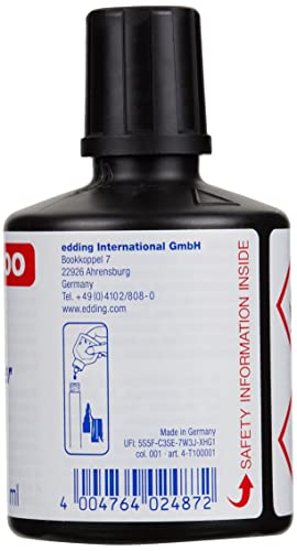 edding T 100 tinta de recarga para marcador permanente - negro - 100 ml - con sistema de dosificador por goteo para una recarga rápida de casi cualquier marcador de permanentes